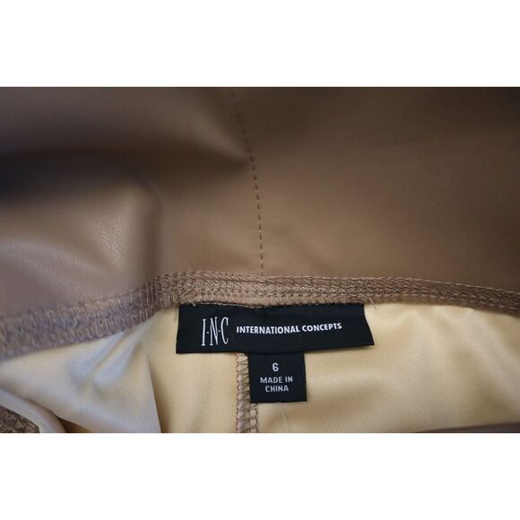 INC International Concepts Women's Sz 6 Ginger Crisp Brown Faux Leather Leggings - Picture 4 of 10